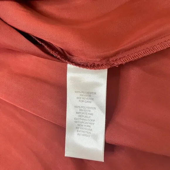 NWT T Tahari Rust Tie V-Neck Long Sleeve Tunic Top Blouse Size XS Pullover - Picture 6 of 8